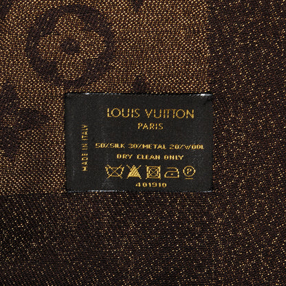 Louis Vuitton Silk Lurex Wool Monogram Shine Shawl Brown 6 of 6