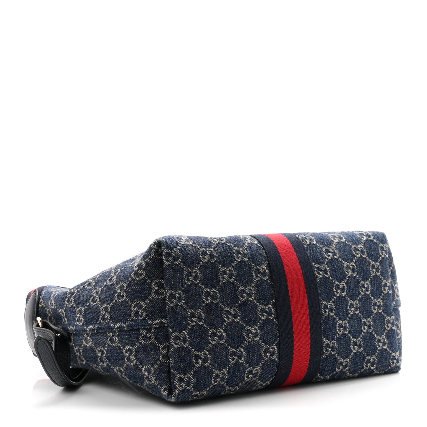 Denim GG Monogram Web Small Giglio Tote Blue White