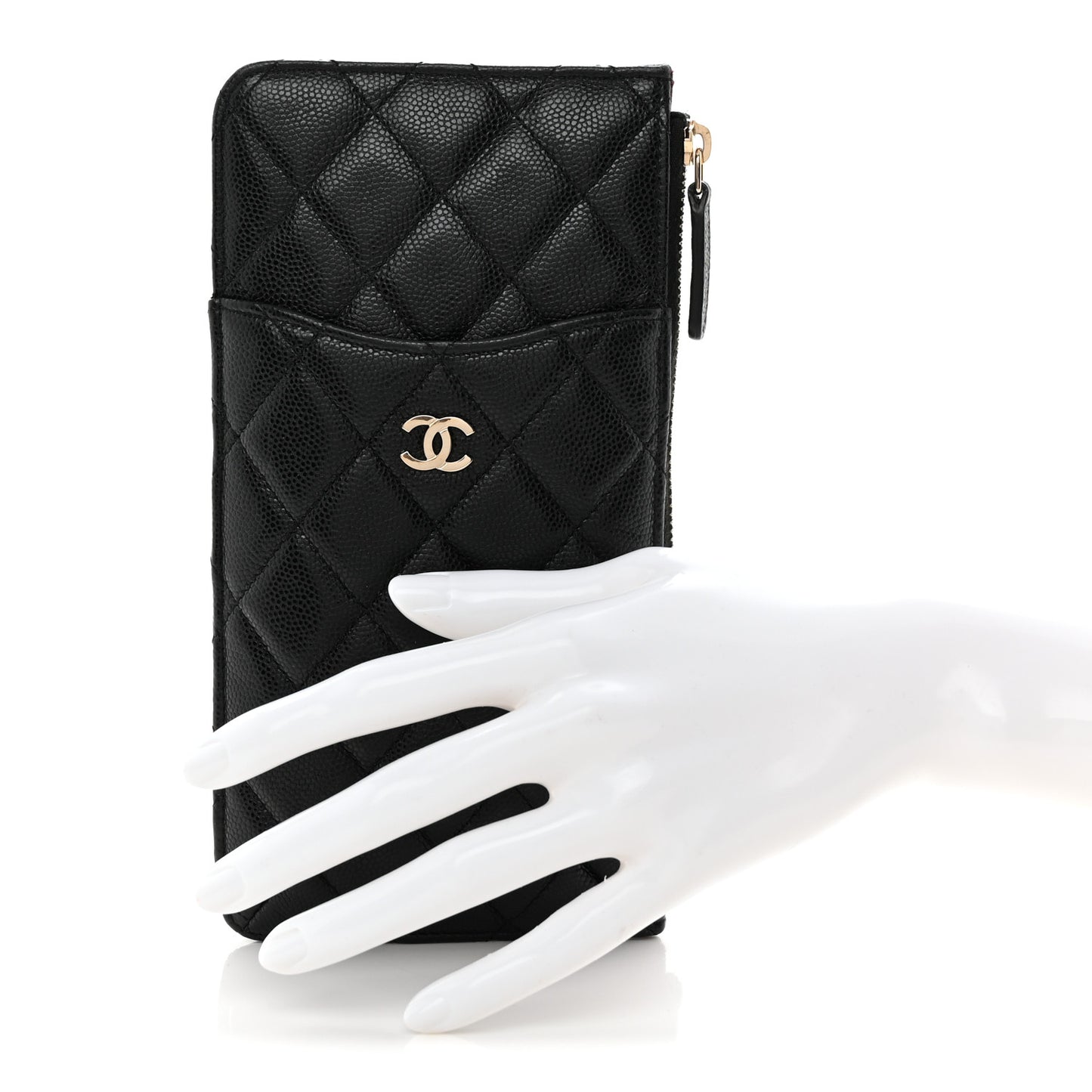 Caviar Quilted Classic Flat Wallet Pouch Black