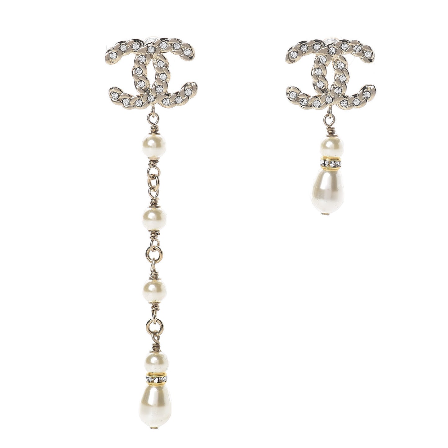 Crystal Pearl Pearls Coronation Uneven Earrings Gold