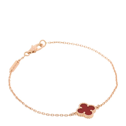 Van Cleef & Arpels 18K Rose Gold Carnelian Sweet Alhambra Bracelet 1 of 5