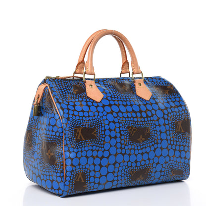 Louis Vuitton Monogram Kusama Town Speedy 30 Blue 3 of 17