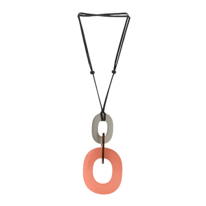 Hermes Lacquered Wood Buffalo Horn Kara Necklace Mink Saumon 3 of 4