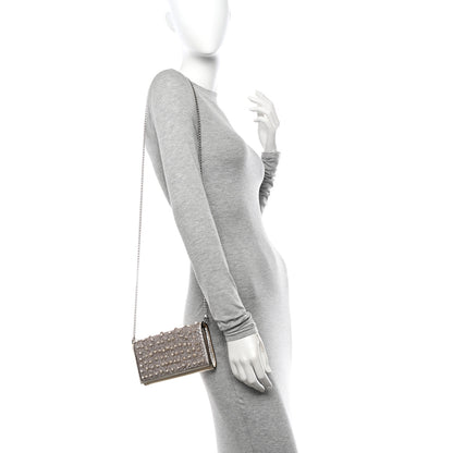 Christian Louboutin Patent Calfskin Pearl Boudoir Glitter Chain Wallet Platinum 2 of 11