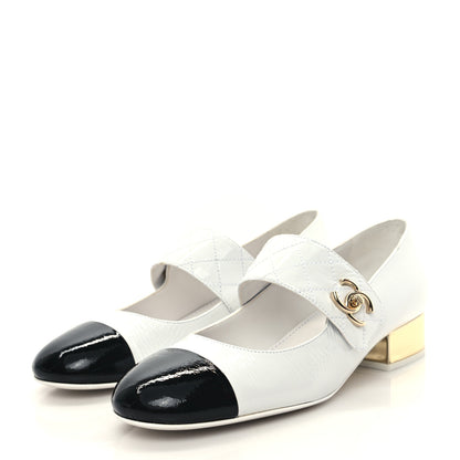 Chanel Patent Goatskin Cap Toe Mary Janes 40 White Black 4 of 11