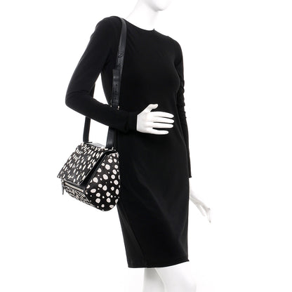 Givenchy Calf Hair Polka Dot Print Medium Pandora Box Crossbody Bag Black White. 2 of 7