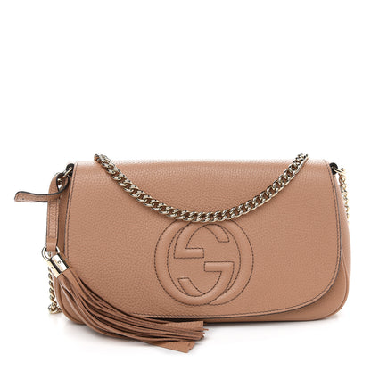 Gucci Pebbled Calfskin Medium Soho Flap Crossbody Camelia 1 of 11