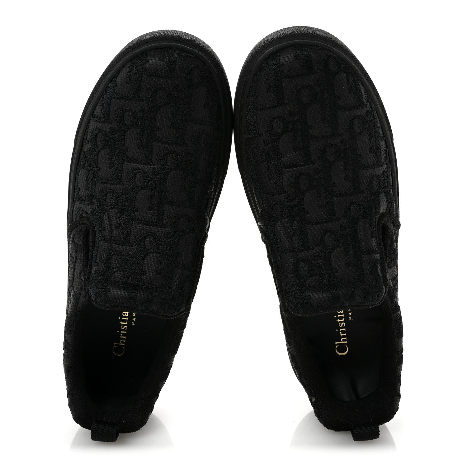 Christian Dior Shiny Technical Fabric Oblique Embroidered Womens Solar Slip On Sneakers 37.5 Black 2 of 9