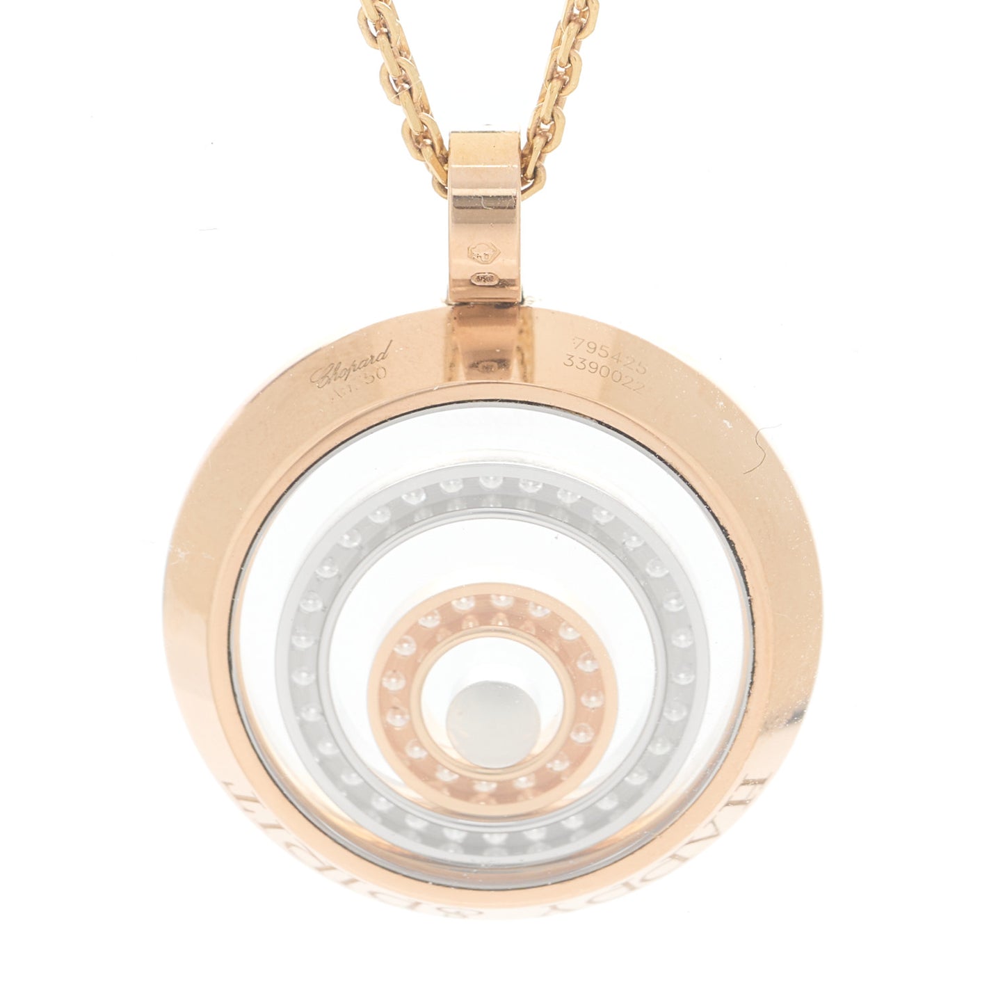 18K Rose White Gold Diamond Happy Spirit Three-Ring Pendant Necklace