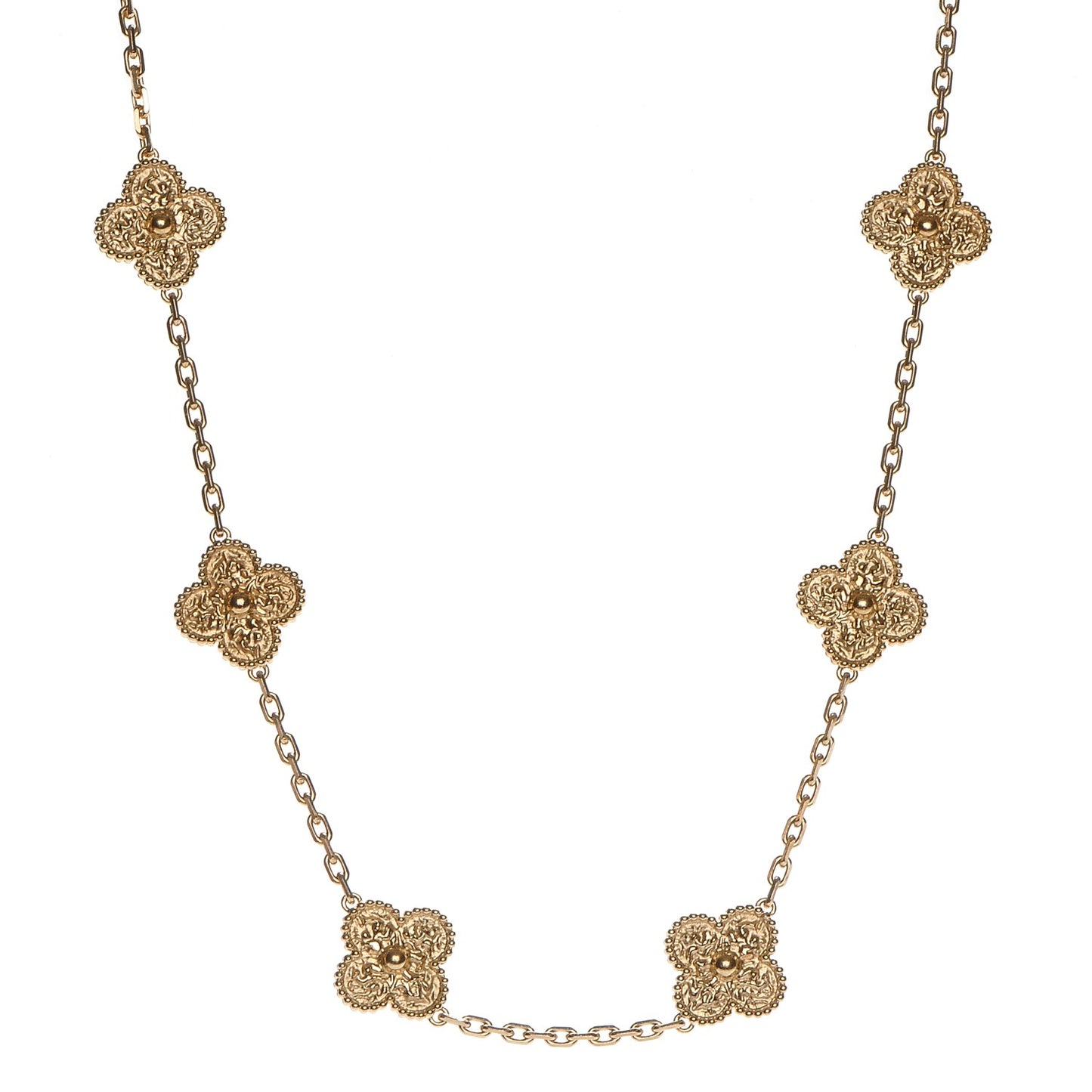 18K Yellow Gold 10 Motifs Vintage Alhambra Necklace