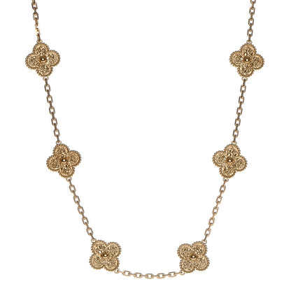 Van Cleef & Arpels 18K Yellow Gold 10 Motifs Vintage Alhambra Necklace 1 of 4