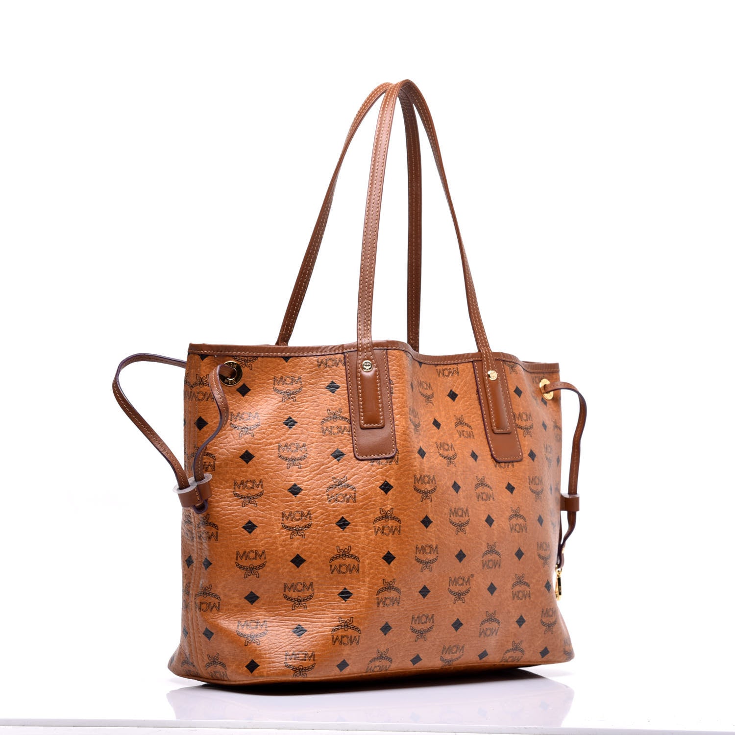 MCM Visetos Medium Liz Reversible Shopper Tote Cognac 5 of 16