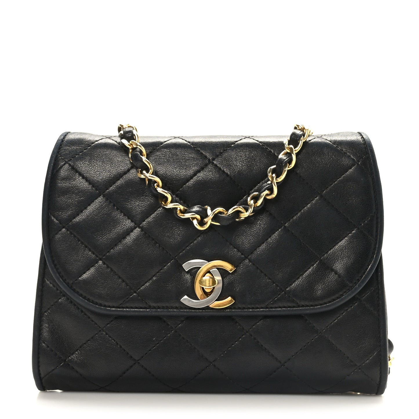 Lambskin Quilted Mini Square Flap Bag Black