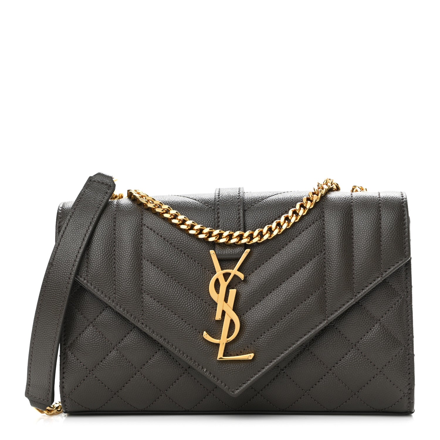 Saint Laurent Grain De Poudre Textured Mixed Matelasse Triquilt Small Monogram Satchel Pebble 1 of 9