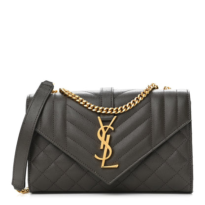 Saint Laurent Grain De Poudre Textured Mixed Matelasse Triquilt Small Monogram Satchel Pebble 1 of 9
