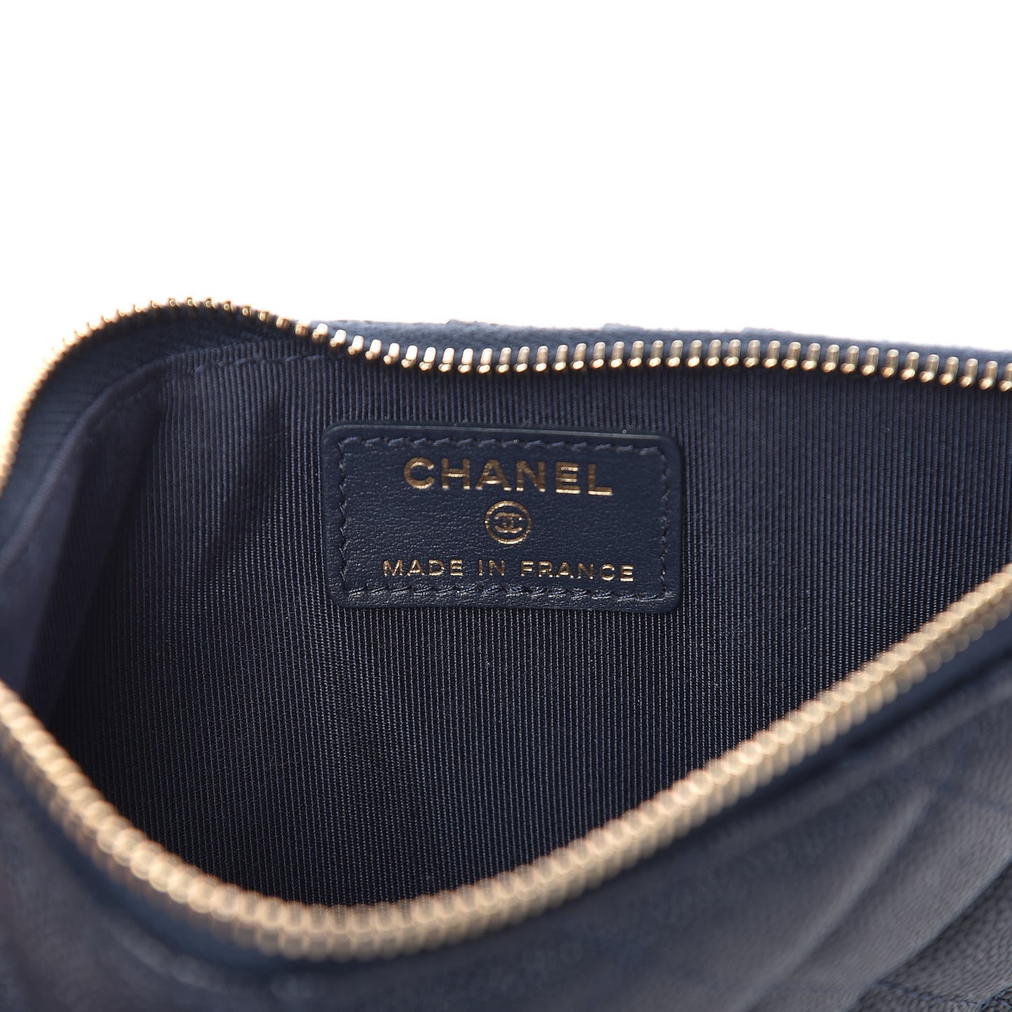 Caviar Quilted Classic Flat Wallet Pouch Navy