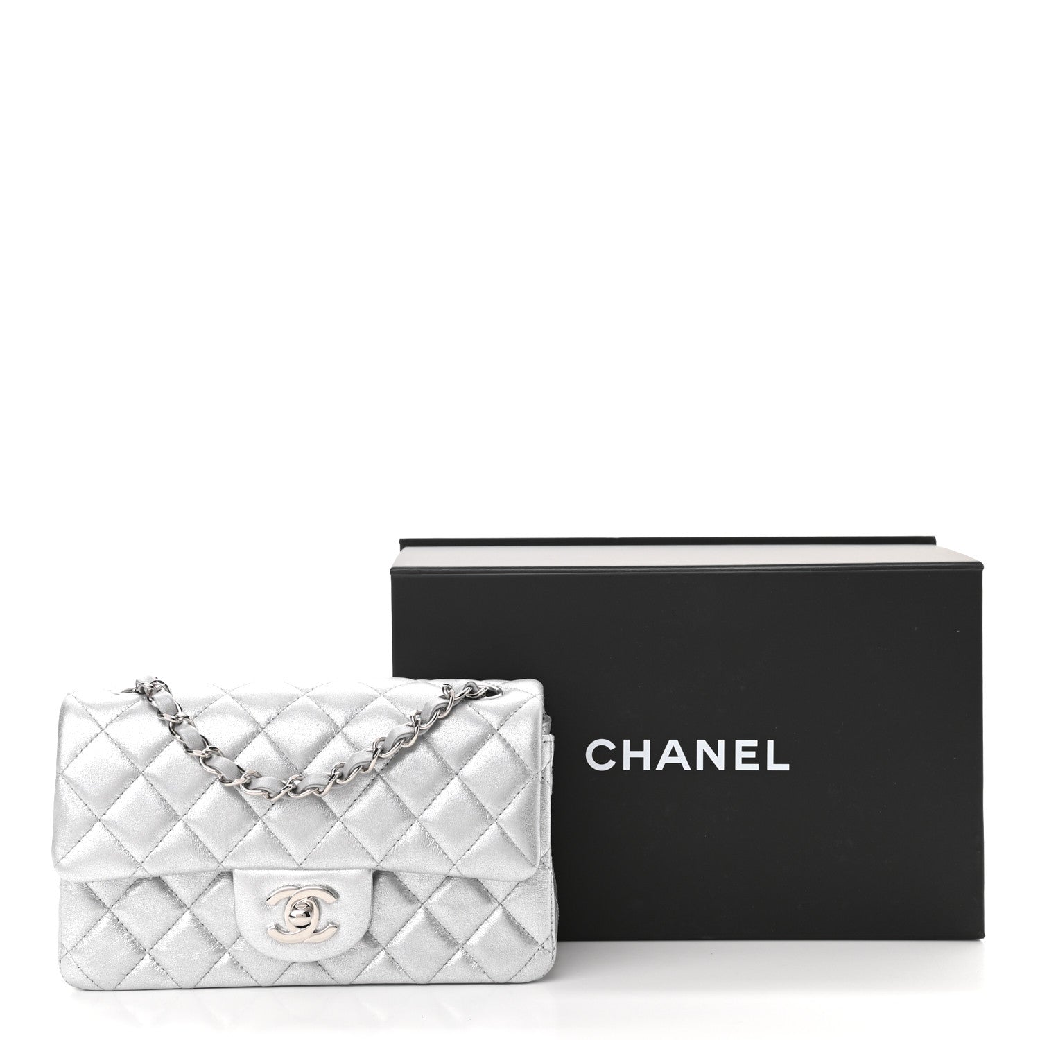 Chanel Metallic Lambskin Quilted Mini Rectangular Flap Silver 11 of 11