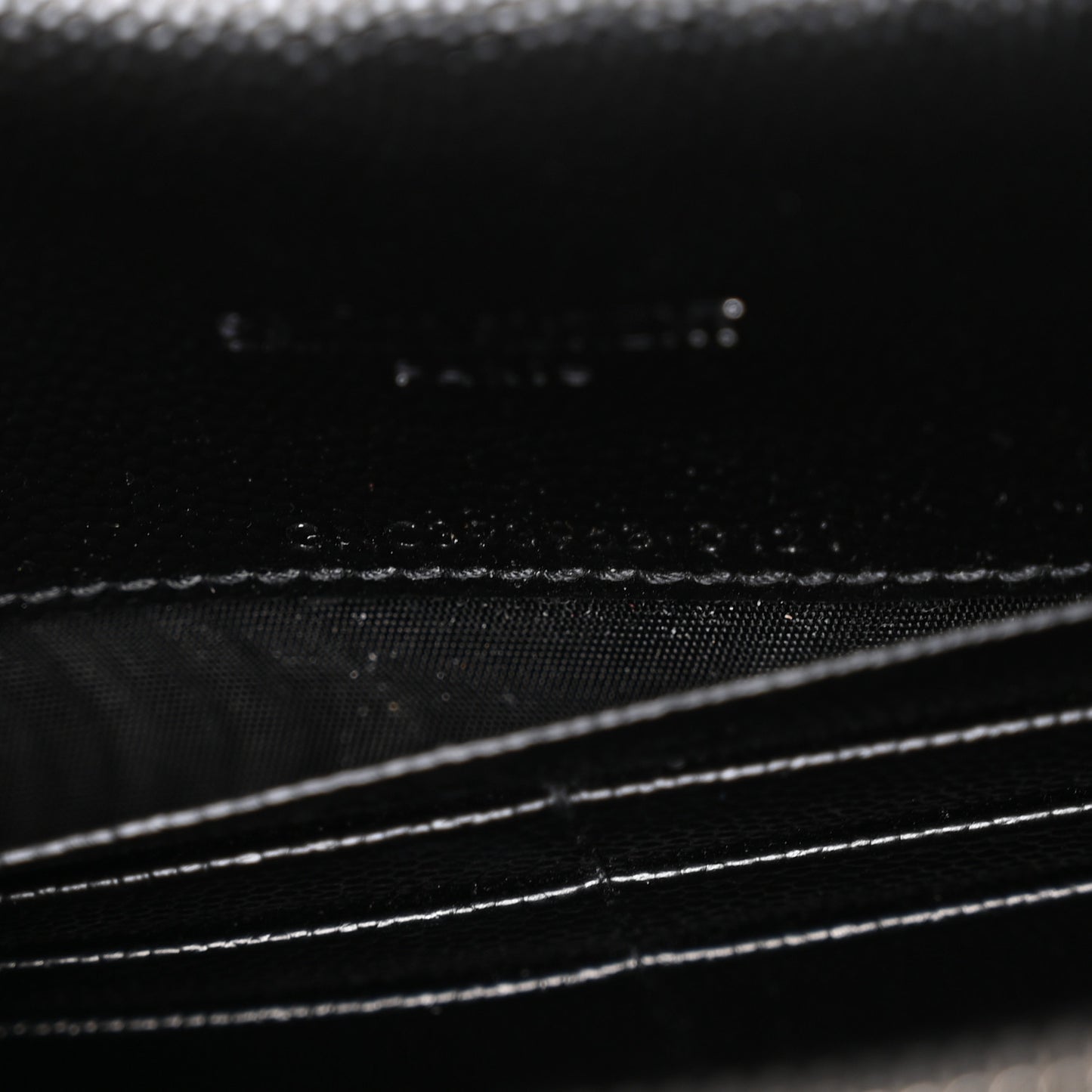 Grain De Poudre Matelasse Chevron Monogram Envelope Chain Wallet Black