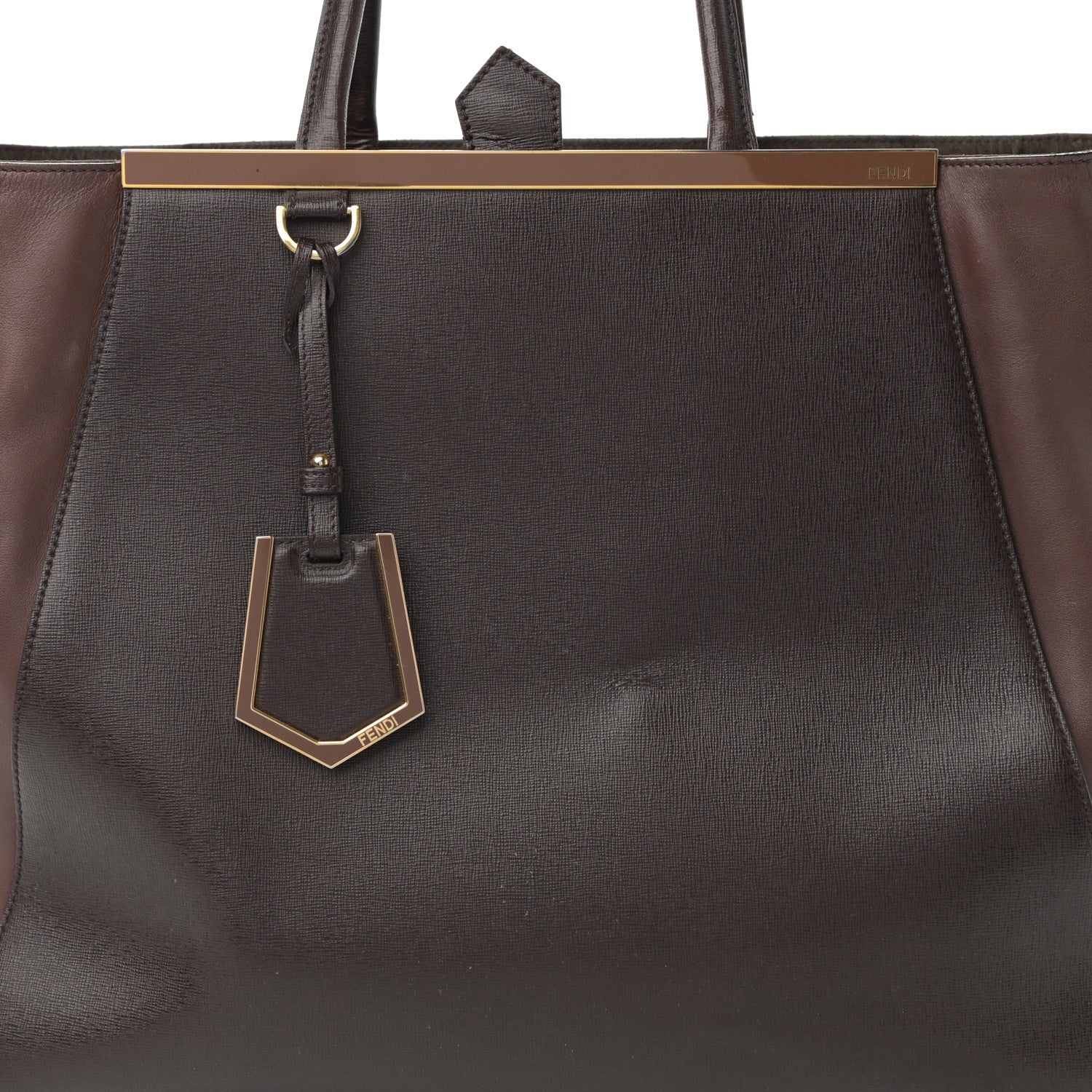 Fendi Vitello Elite Flamingo Large 2Jours Tote Moro Marrone Nocciola 8 of 20