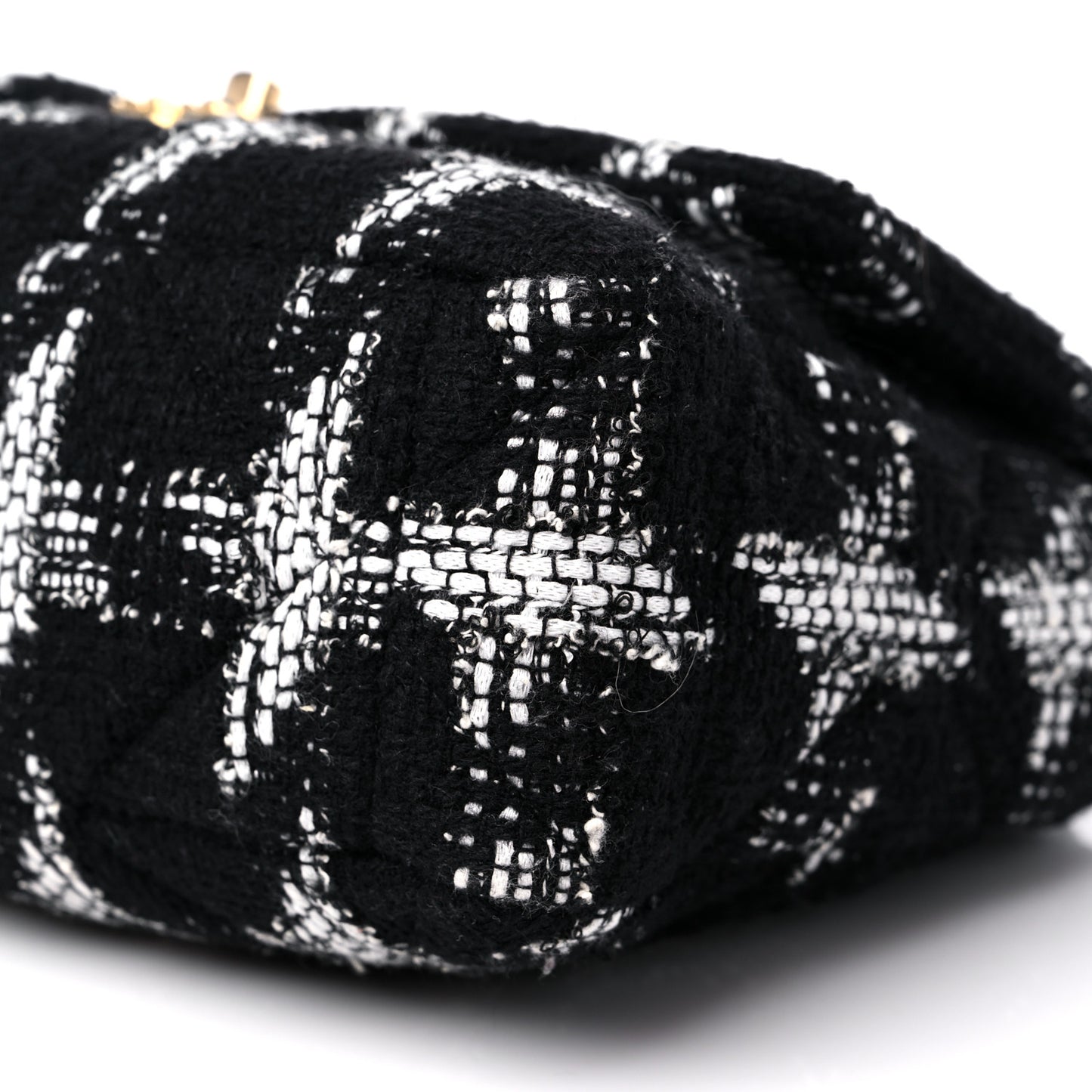 Tweed Quilted Large Chanel 19 Flap Black White