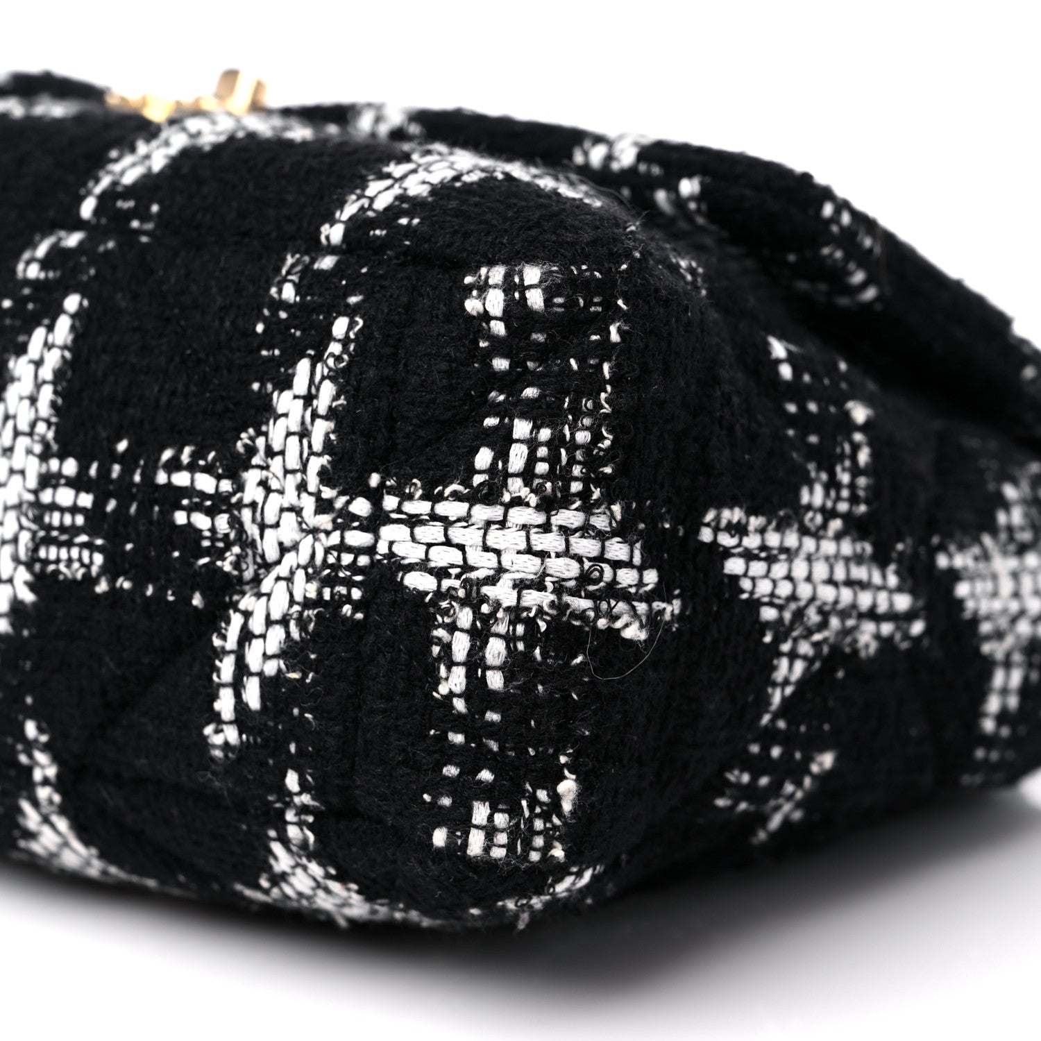 Chanel Tweed Quilted Large Chanel 19 Flap Black White 9 of 10