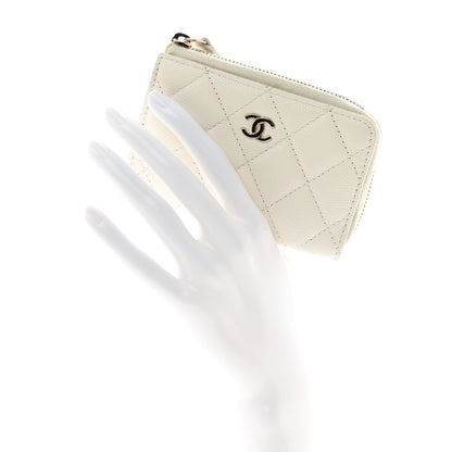 Chanel Caviar Quilted Zipped Key Holder Case White 2 of 11