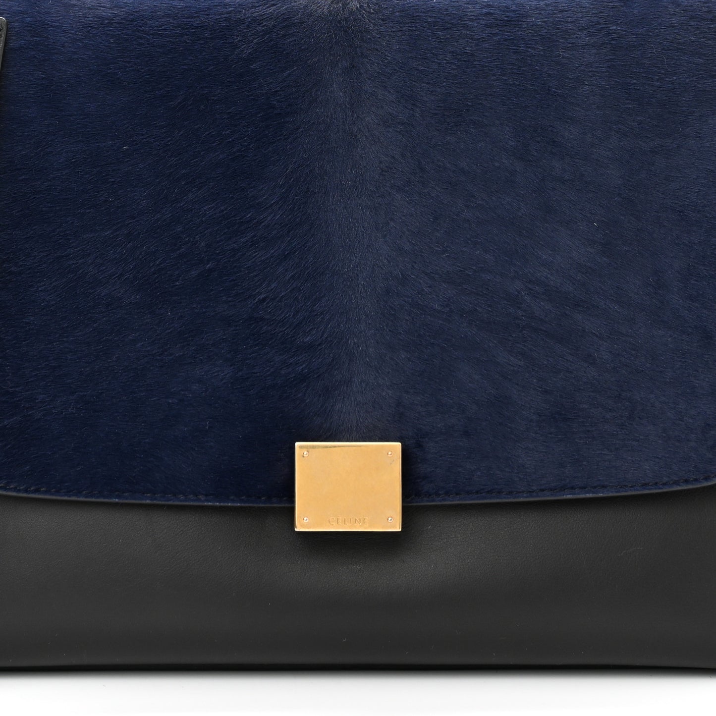 Pony Hair Smooth Calfskin Tri-Color Medium Trapeze Blue Taupe Black
