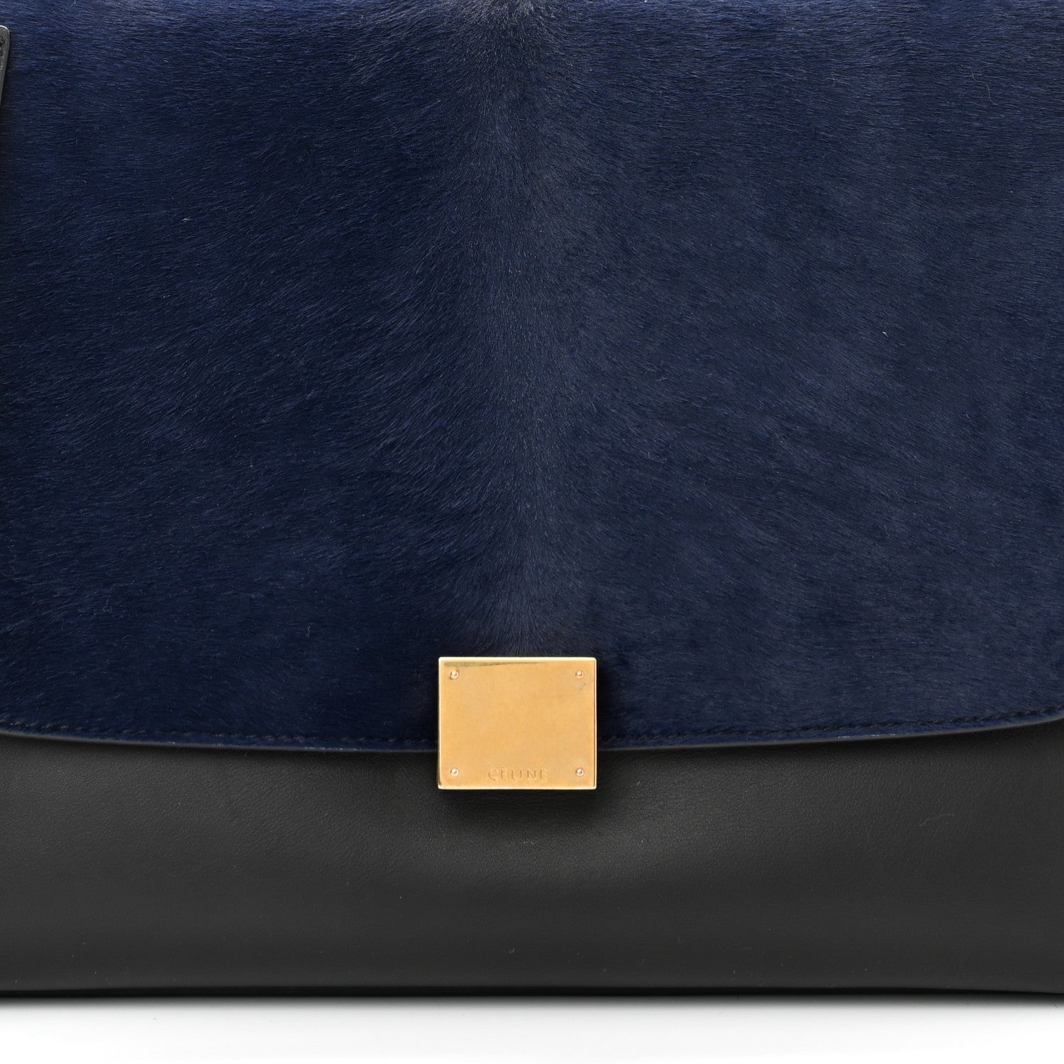 Celine Pony Hair Smooth Calfskin Tri-Color Medium Trapeze Blue Taupe Black 7 of 11
