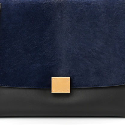 Celine Pony Hair Smooth Calfskin Tri-Color Medium Trapeze Blue Taupe Black 7 of 11