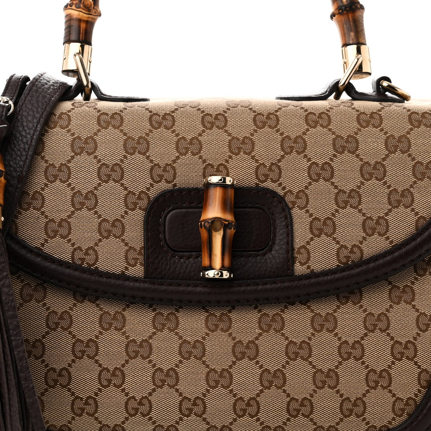 Monogram Large New Bamboo Top Handle Bag Brown