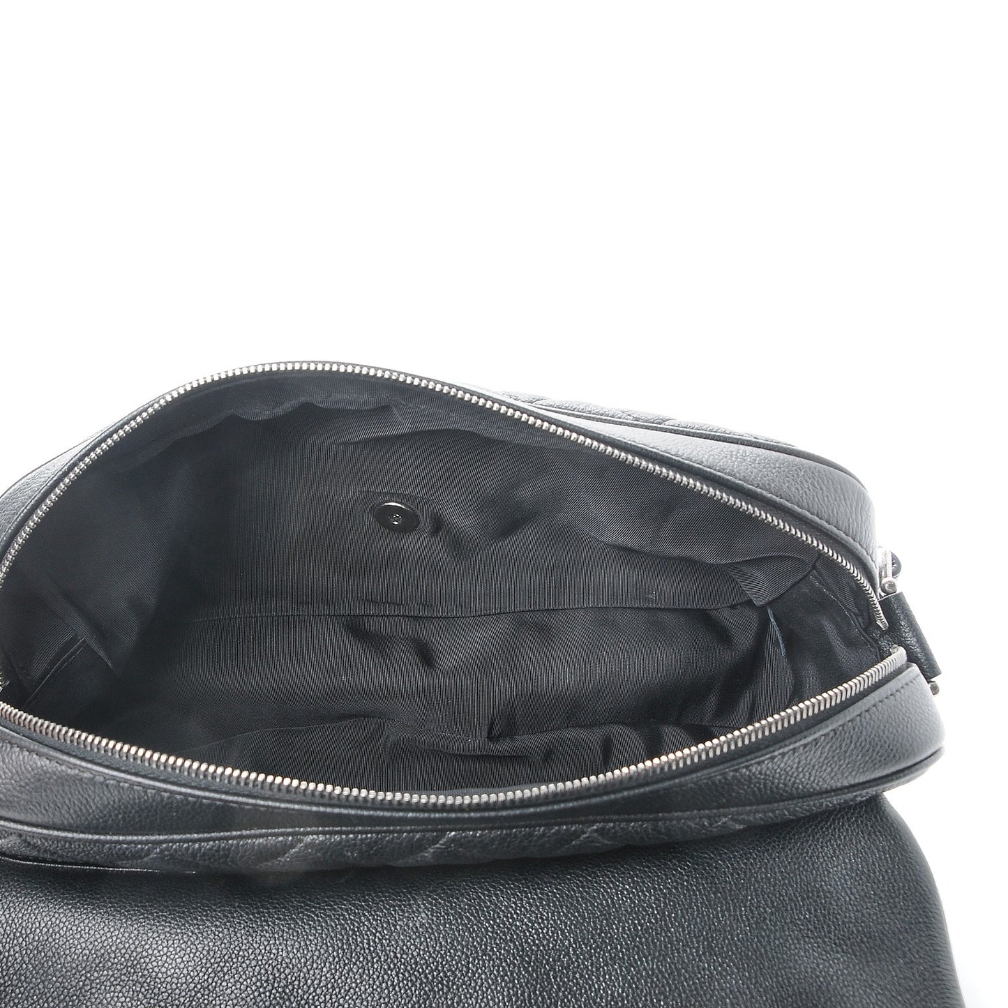Grained Calfskin Quilted Medium Casual Rock Flap Black