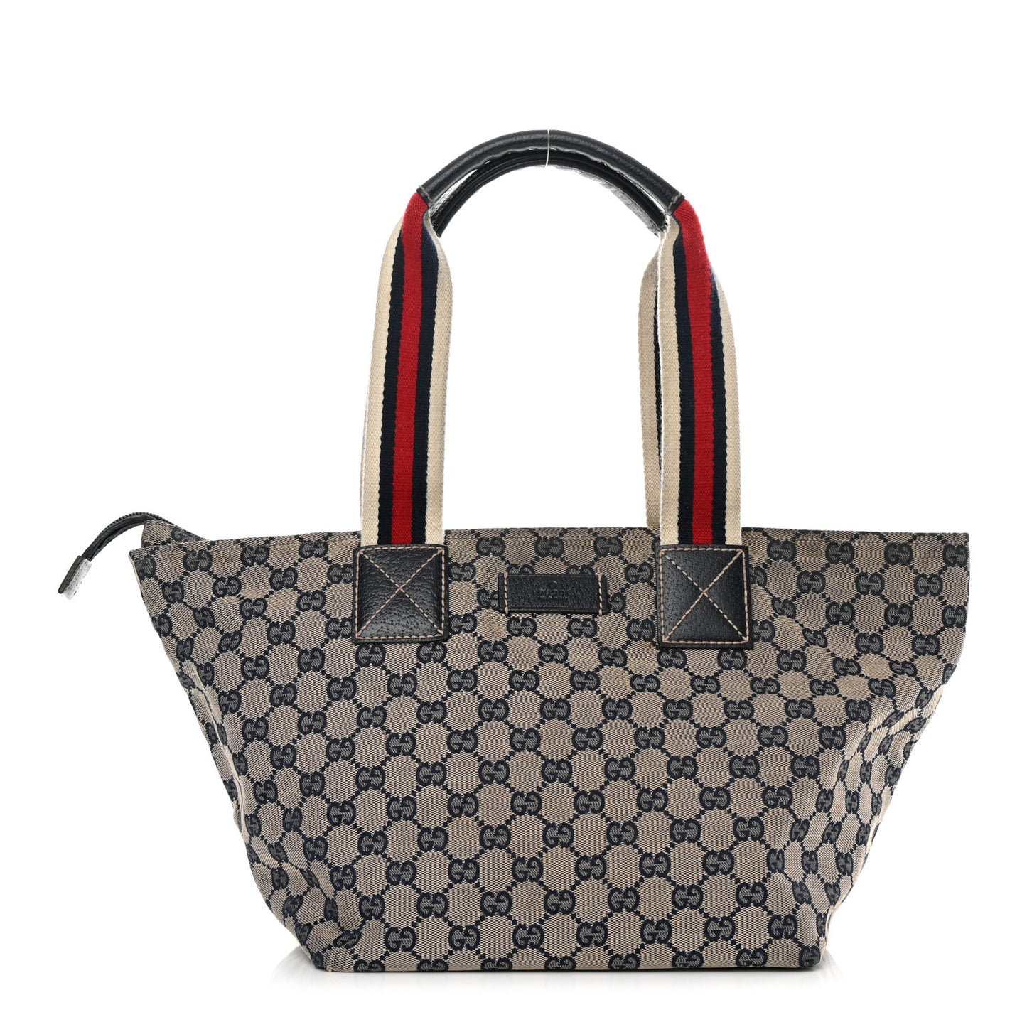 GG Monogram Medium Web Handle Bucket Tote Navy Blue