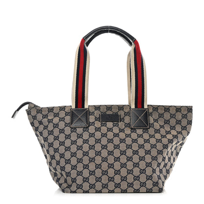Gucci GG Monogram Medium Web Handle Bucket Tote Navy Blue 1 of 20