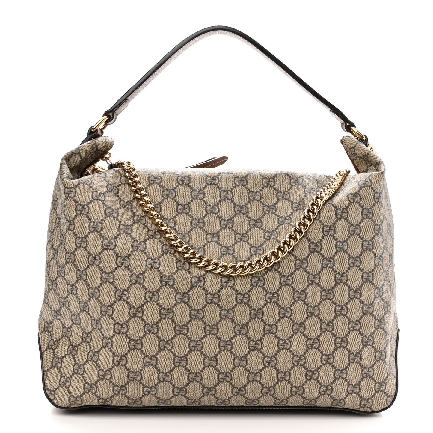 GG Supreme Monogram Large Linea A Hobo Light Brown