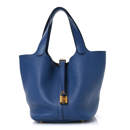 Hermes Taurillon Clemence Picotin Lock 22 MM Deep Bleu 1 of 12