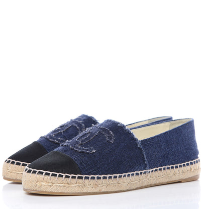 Chanel Denim Toile CC Espadrilles 39 Navy Black 3 of 10