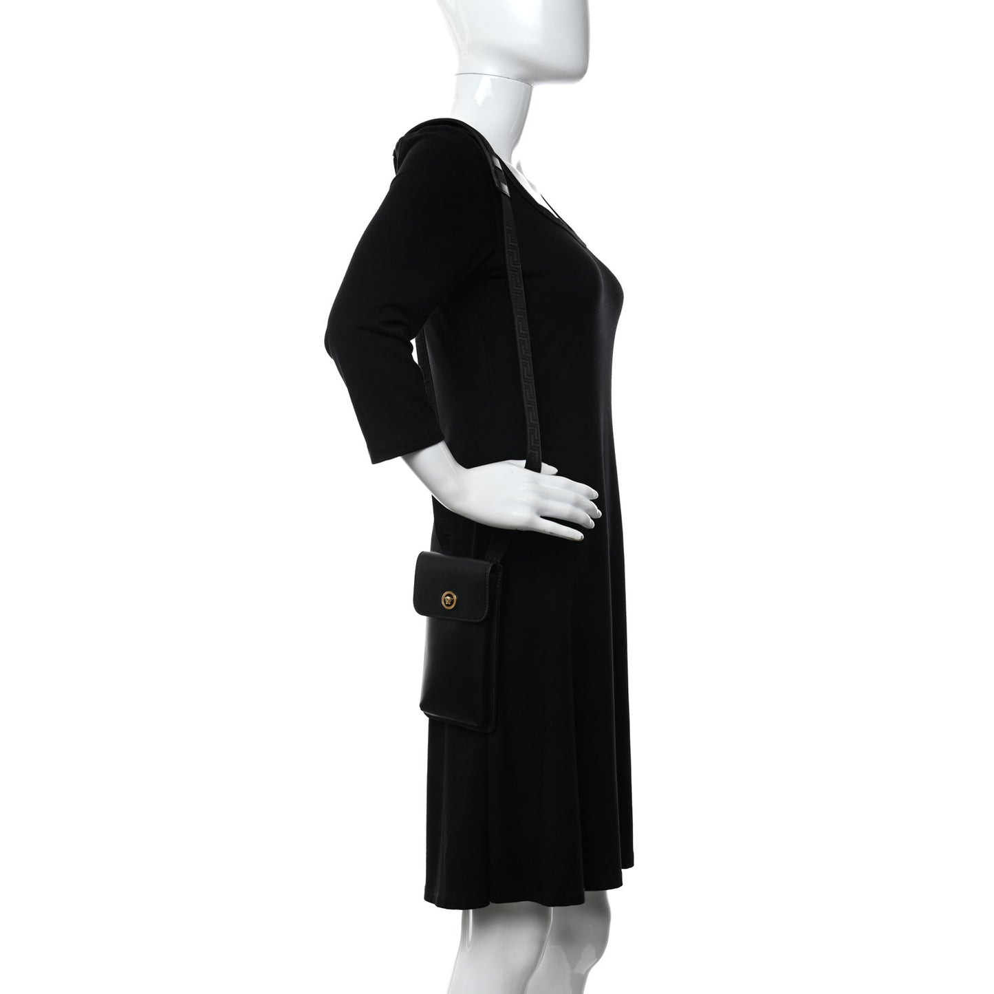 Vitello Medusa Neck Pouch Black