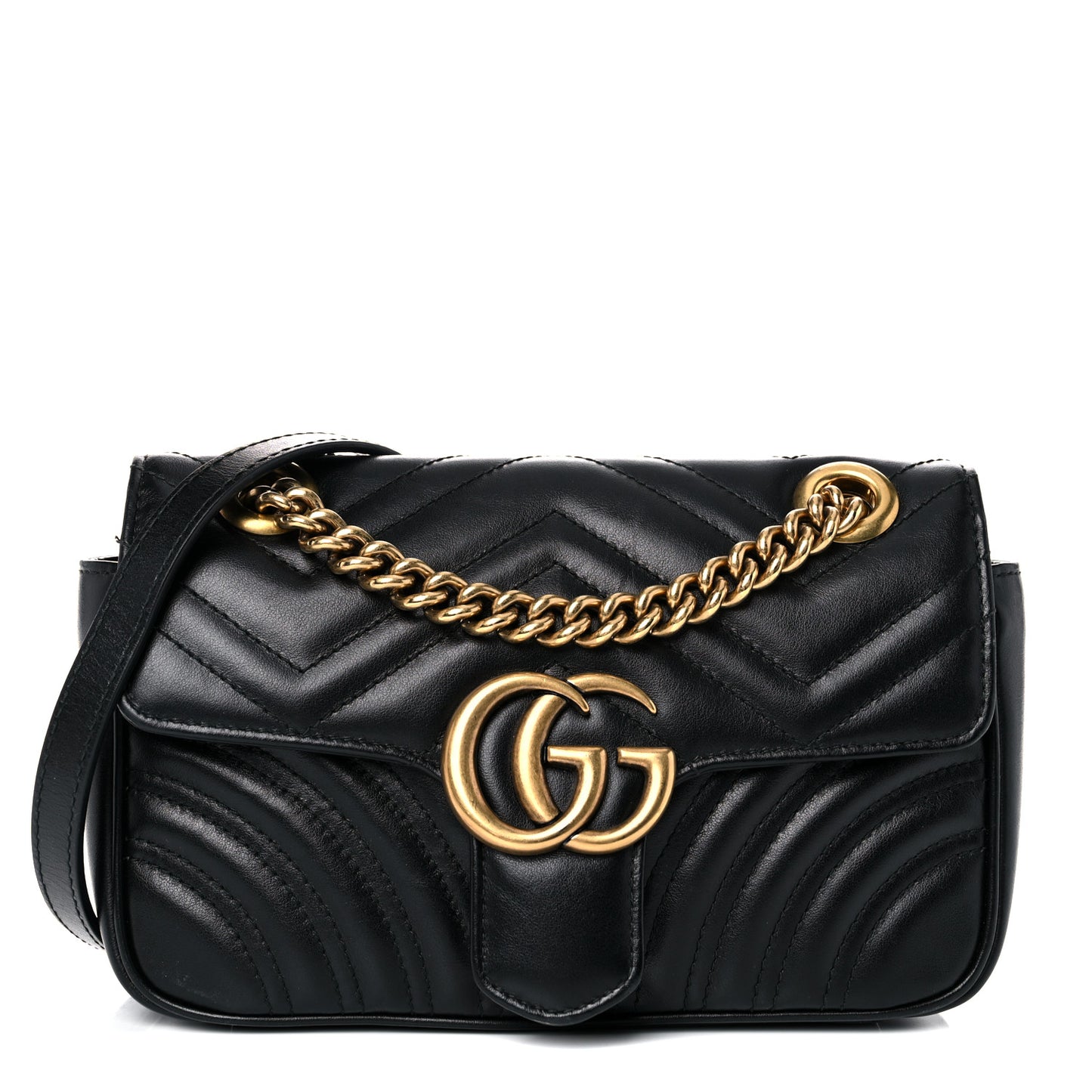 Calfskin Matelasse Mini GG Marmont Shoulder Bag Black