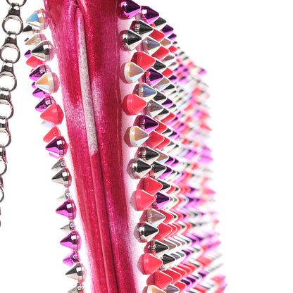 Christian Louboutin Patent Glittart Studded Loubiposh Chain Clutch Shocking Pink 11 of 12