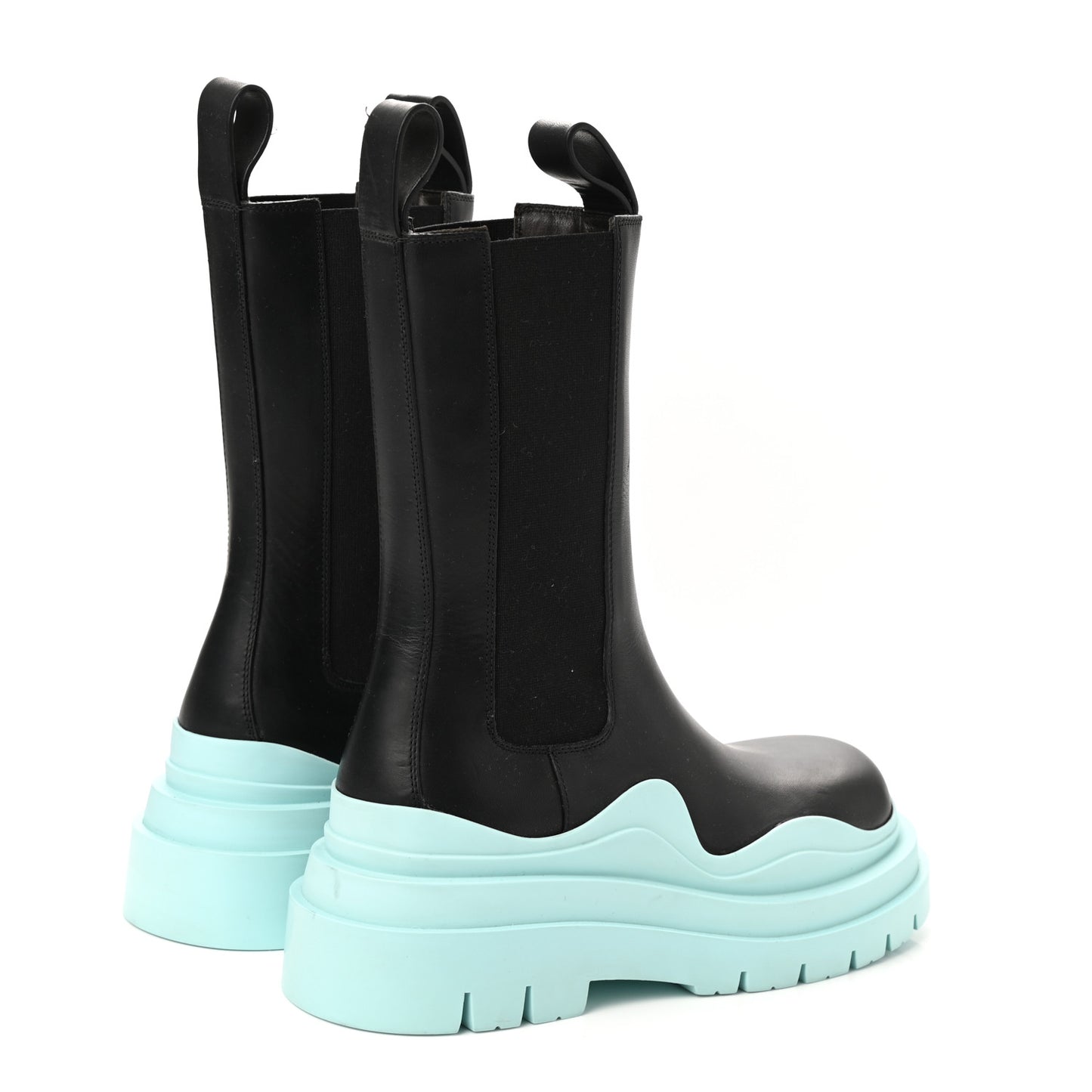 Calfskin The Tire Chelsea Boots 36 Black Pale Blue