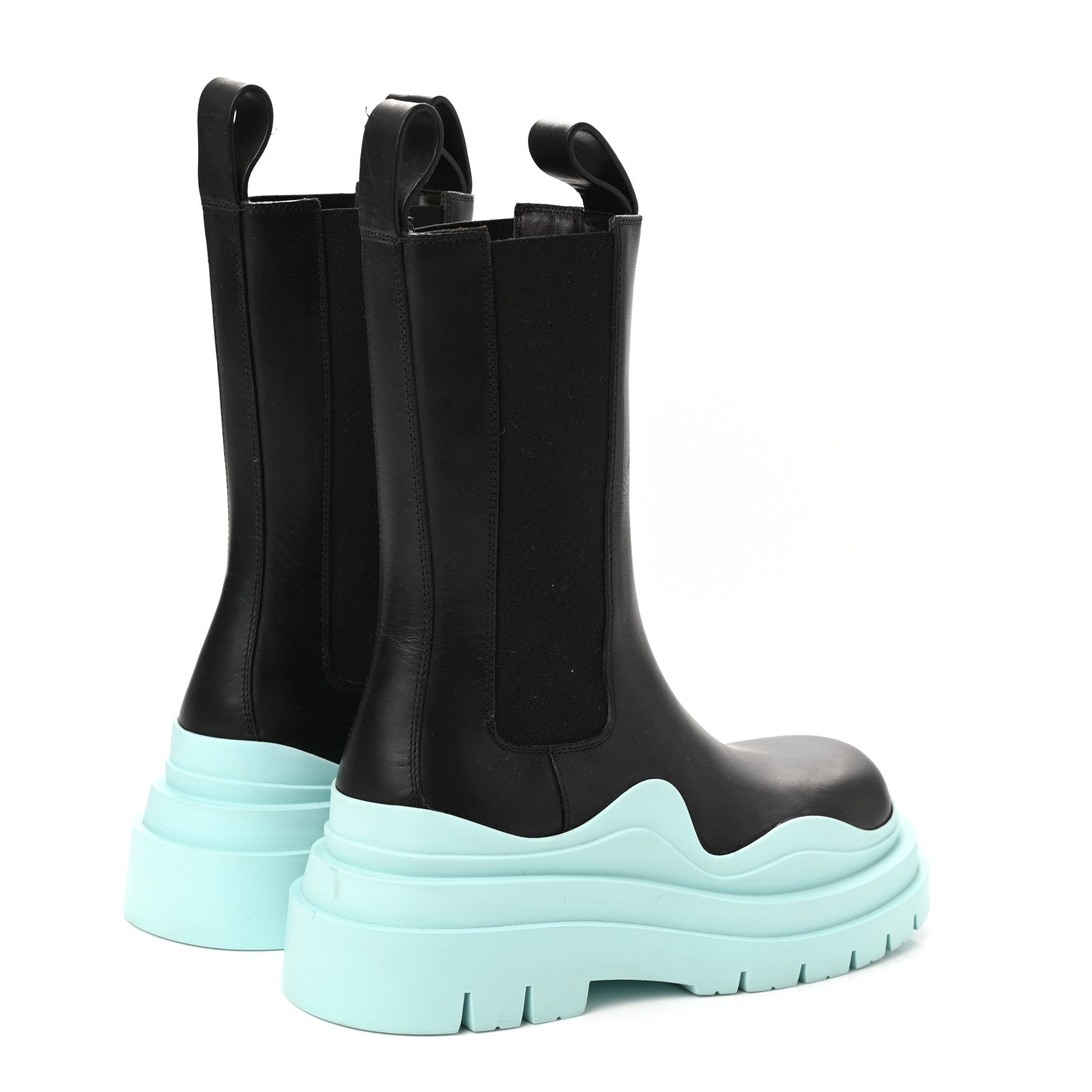 Bottega Veneta Calfskin The Tire Chelsea Boots 36 Black Pale Blue 4 of 7