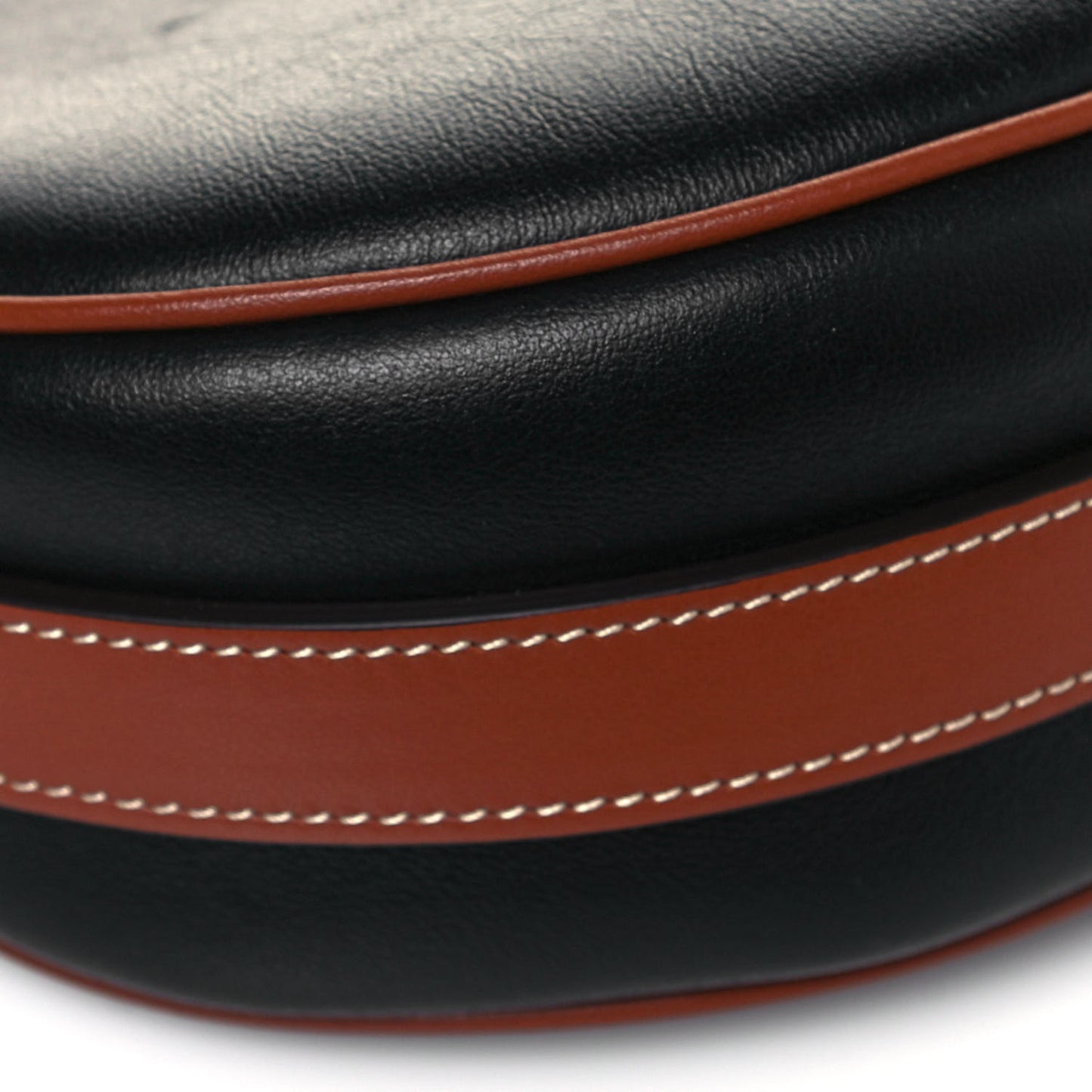 Smooth Calfskin Medium Strap Ava Shoulder Bag Black Tan