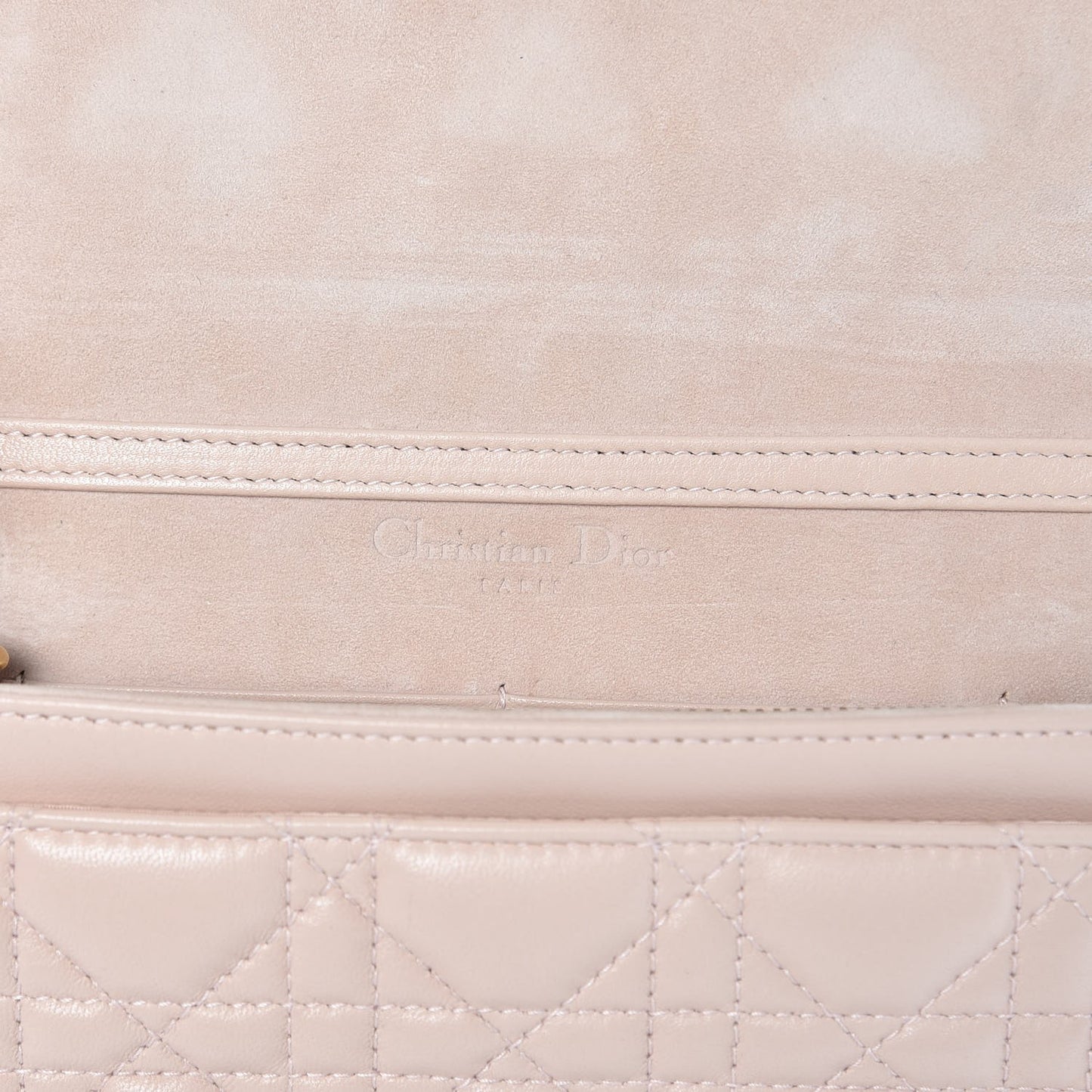 Lambskin Cannage Dioraddict Wallet on Chain Clutch Rose Poudre