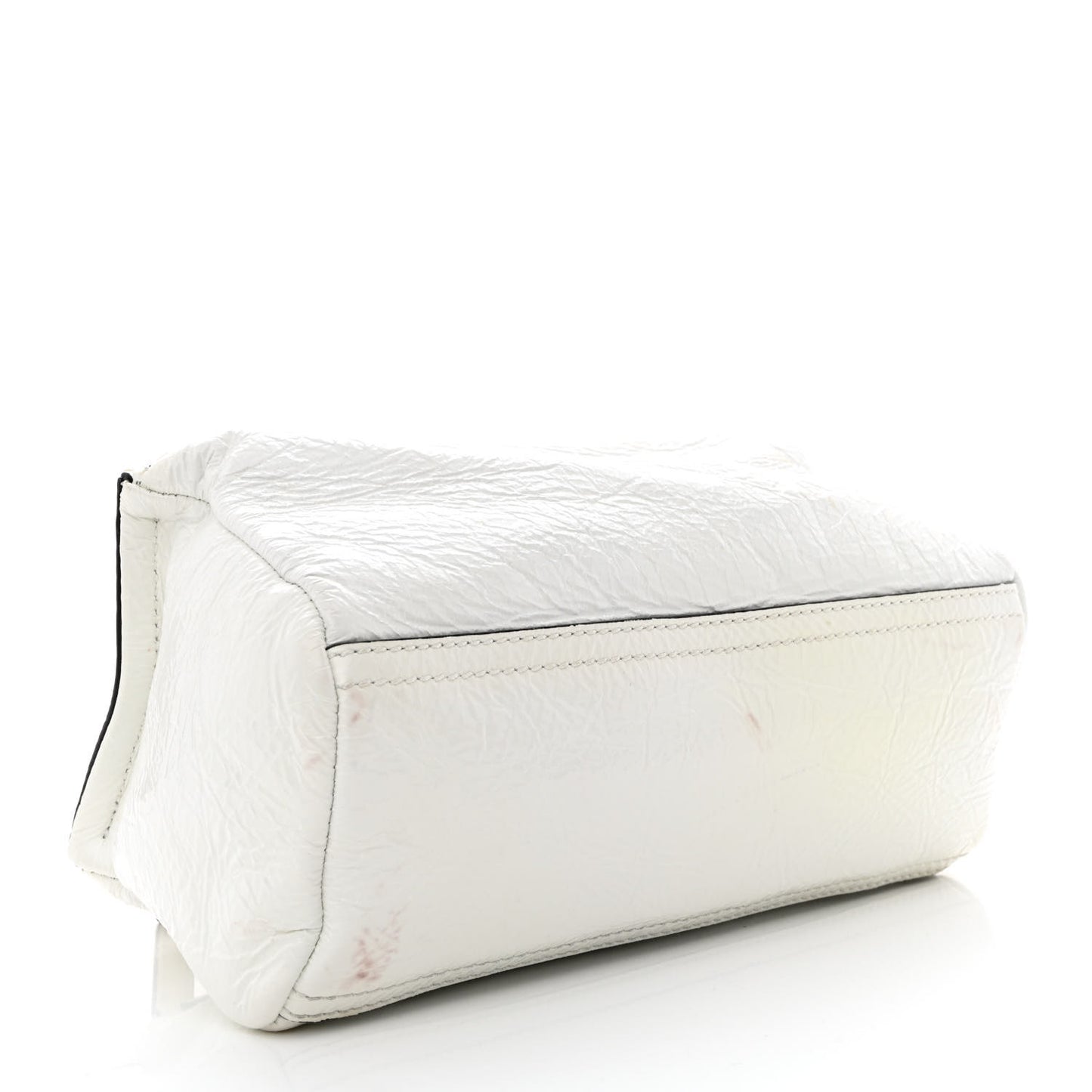 Crinkled Patent Deerskin Mini Pandora White