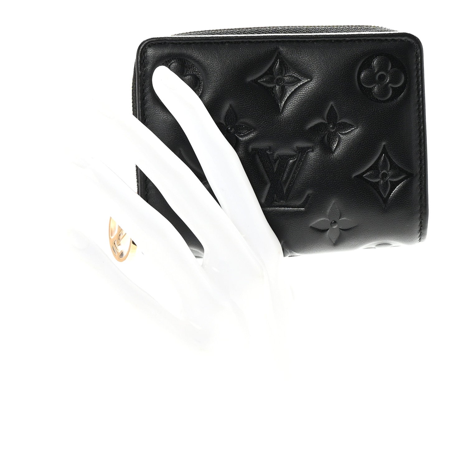 Louis Vuitton Lambskin Embossed Monogram Lou Coussin Wallet Black 2 of 6