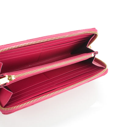 Saint Laurent Grain De Poudre Matelasse Chevron Monogram Zip Around Wallet Fuchsia 5 of 7