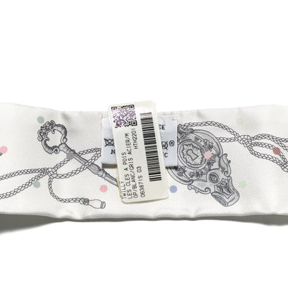 Hermes Silk Les Cles A Pois Twilly White Gris Acier 4 of 4