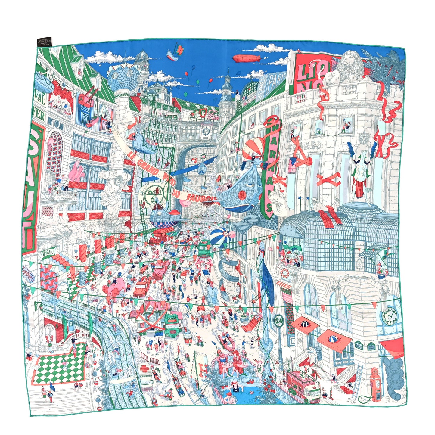 Silk Le Grand Prix Au Faubourg Scarf 90 Bleu Rose Menthol