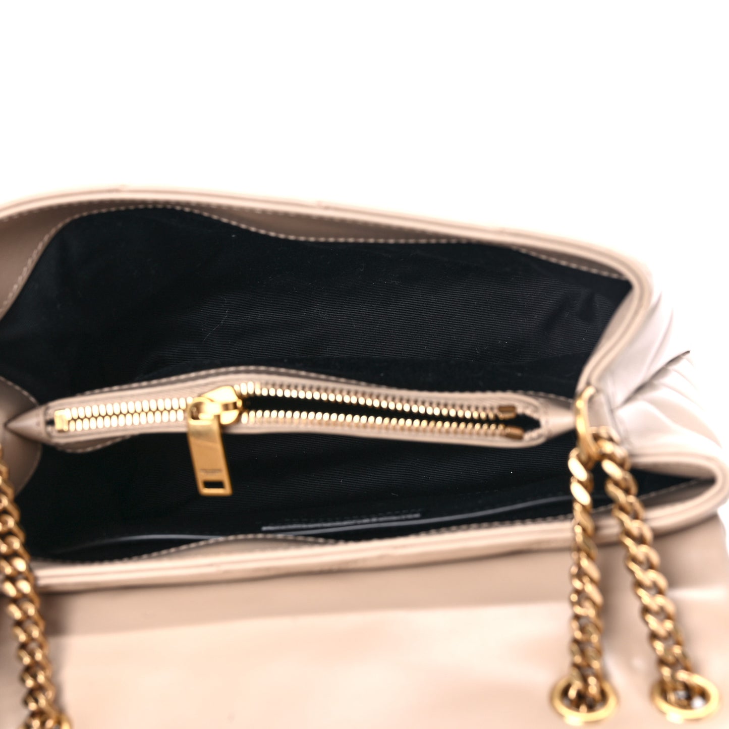 Calfskin Y Quilted Monogram Small Loulou Chain Satchel Dark Beige