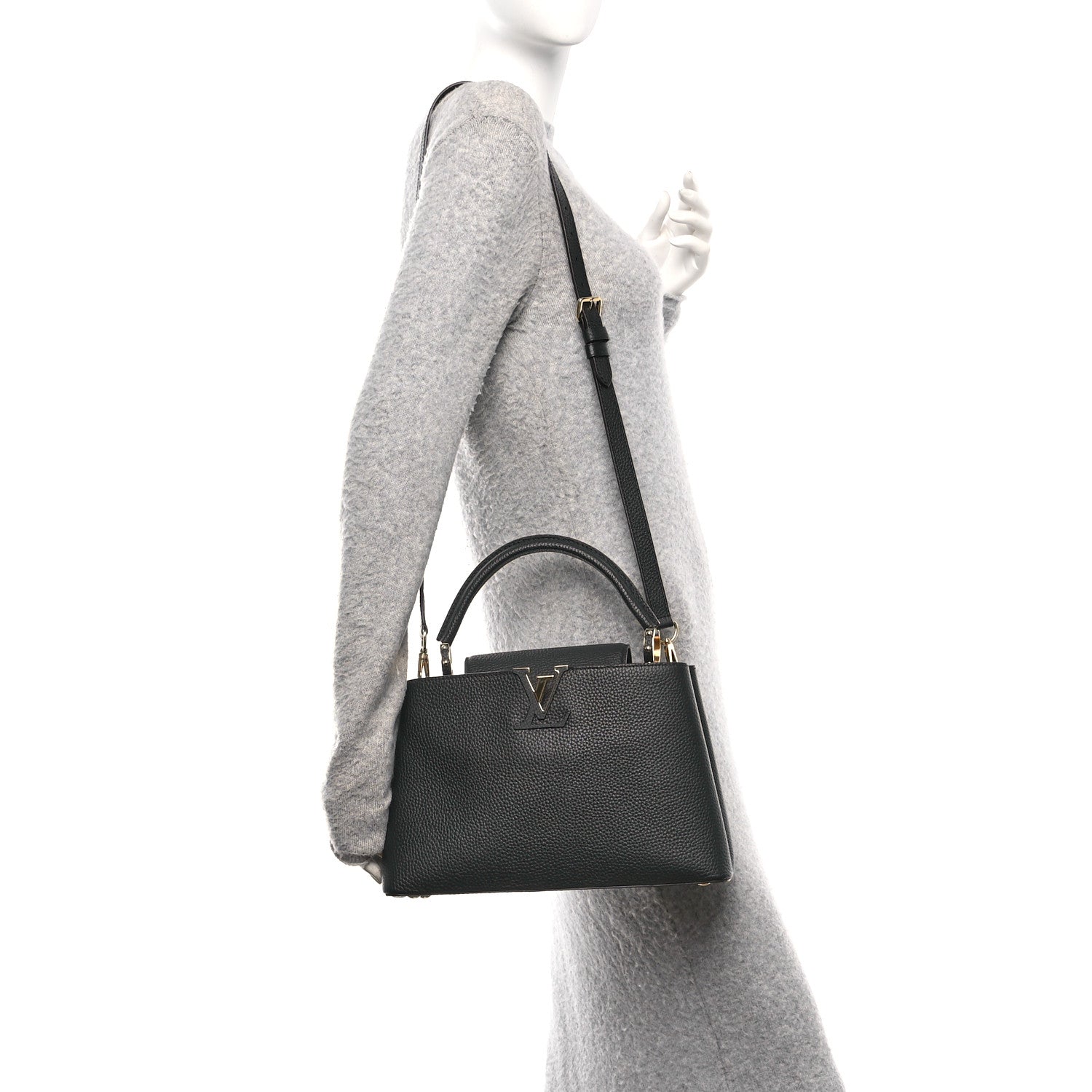 Louis Vuitton Taurillon Capucines PM Black 2 of 10